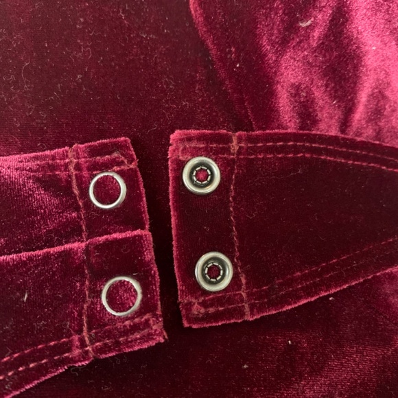 Express Velour Velvety V-neck Cranberry Body Suit S/P  NWOT - Picture 9 of 11